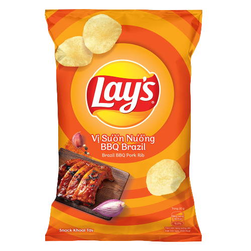 Snack khoai tây vị sườn nướng BBQ Brazil Lay's gói 30g