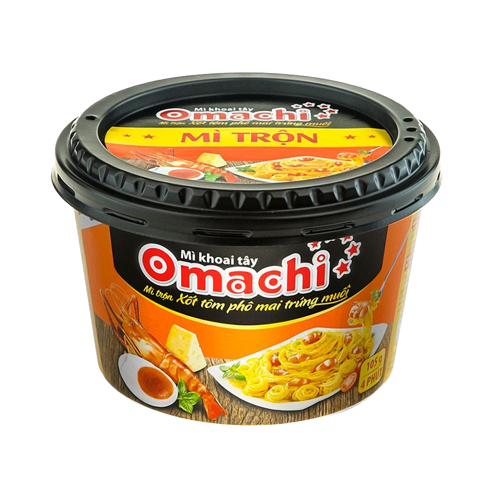 Mì trộn Omachi xốt tôm phô mai trứng muối hộp 105g